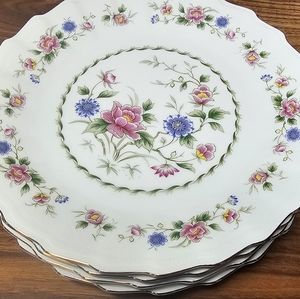 4 BEAUTIFUL Large Round Floral SPRING NIGHT Vintage Dinner Plates FINE CHINA